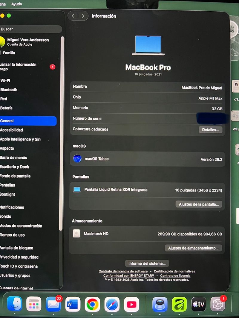 MacBook Pro 16 M1 Max 1TB 32GB RAM afbeelding 3
