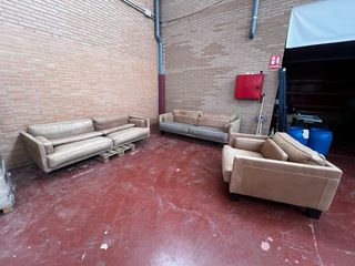 Conjunto 3 sofás piel camel