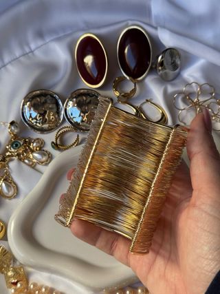 Bracciale schiava acciaio inox effetto oro