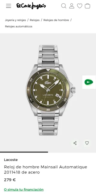 Reloj Lacoste Mainsail Automaquite Acero (2011418)