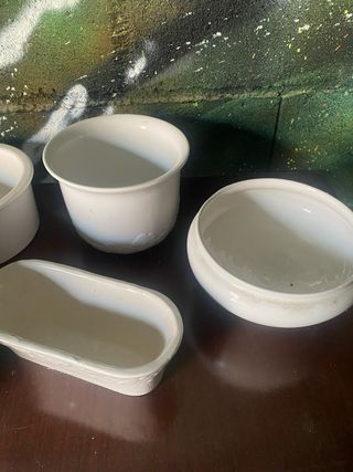 Lote 5 jarrones porcelana blancos