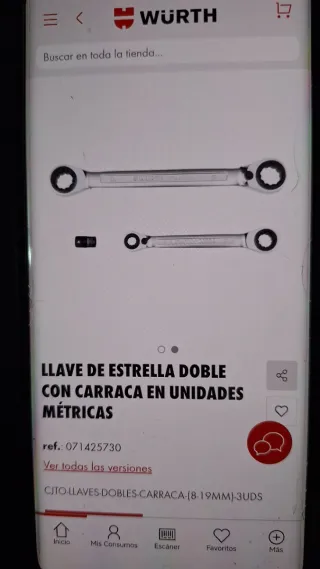 Juego llaves carraca doble Wurth Zebra 8-19mm