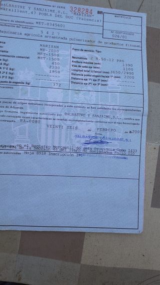 Atomizador 1500L para tractor frutero