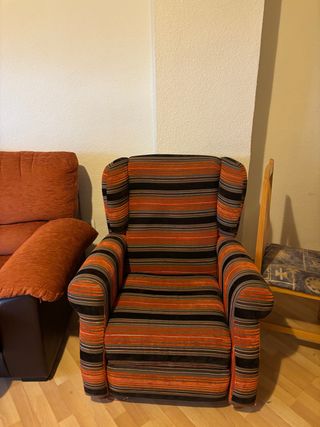 Poltrona vintage a righe reclinabile