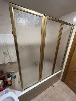 Mampara de baño dorada plegable 1,40m