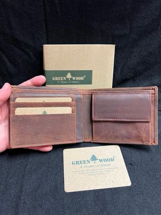Portafoglio uomo vera pelle RFID Green Wood