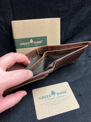 Portafoglio uomo vera pelle RFID Green Wood