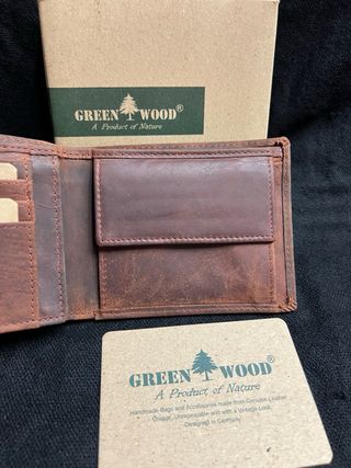Portafoglio uomo vera pelle RFID Green Wood