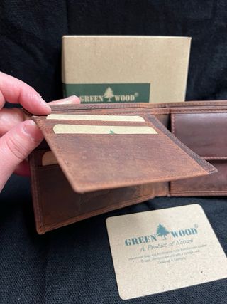 Portafoglio uomo vera pelle RFID Green Wood