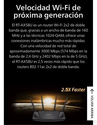 Router ASUS RT-AX58U WiFi 6 AX3000 Doble Banda