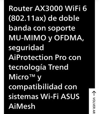 Router ASUS RT-AX58U WiFi 6 AX3000 Doble Banda