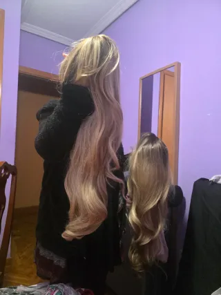 Peluca Beige y Marrón Larga Ondulada