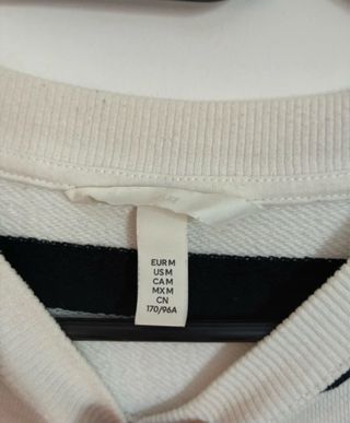 Sudadera H&M rayas blanca y negra Talla M