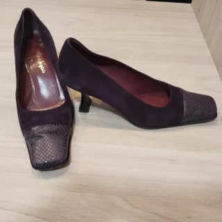 Zapatos morados T37 El Corte Inglés punta cuadrada