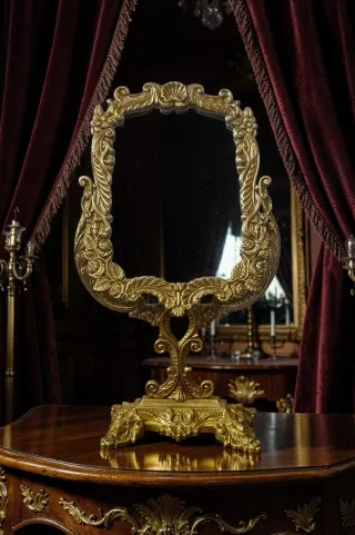 Specchio da toeletta antico dorato