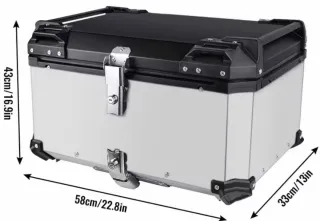 Maletín Moto Aluminio 65L Negro/Plata