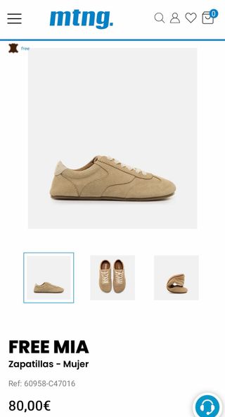 Zapatillas nuevas respetuosas MTNG beige Free-Mia