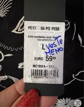 Vestito estivo nero con fiori bianchi Taglia M