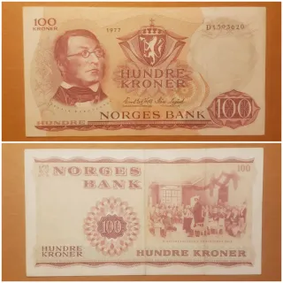 🇧🇻Billete 100 Coronas Noruega 1977