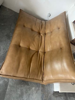 Divano letto in pelle beige