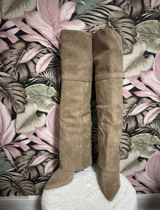 Stivali con risvolto beige 39