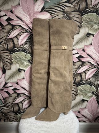 Stivali con risvolto beige 39