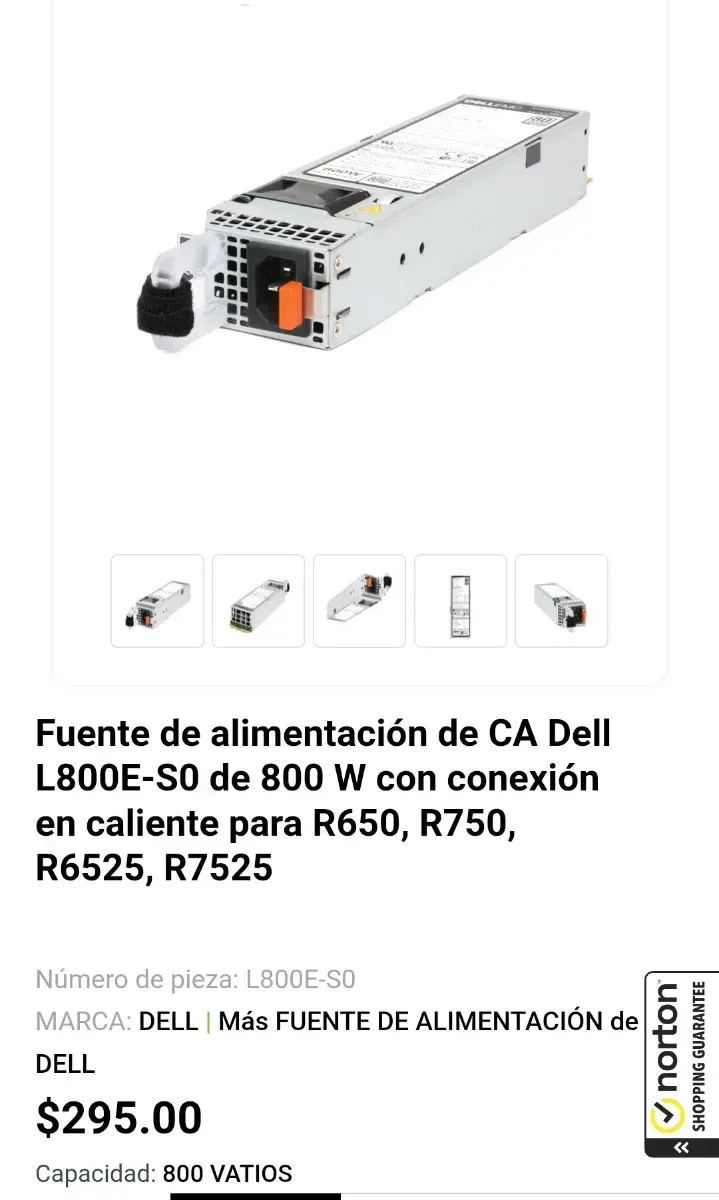 Fuente Alimentación Dell L800E-S0 800W afbeelding 2
