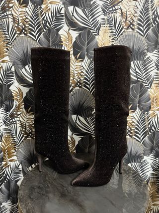 Botas altas marrones con brillos