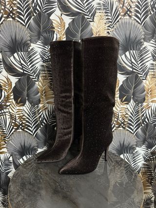 Botas altas marrones con brillos