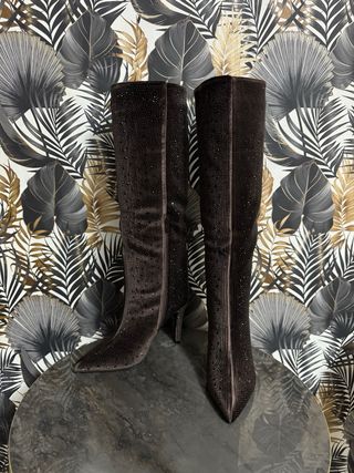 Botas altas marrones con brillos