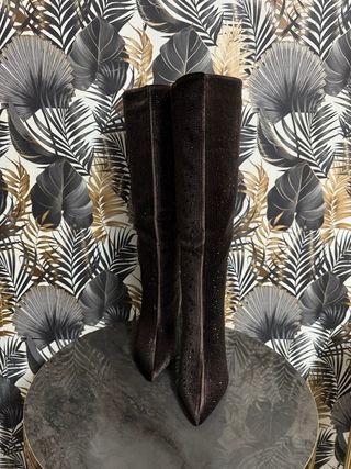 Botas altas marrones con brillos