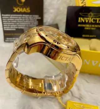 Reloj Invicta Hombre 48mm Dorado Nuevo Auténtico