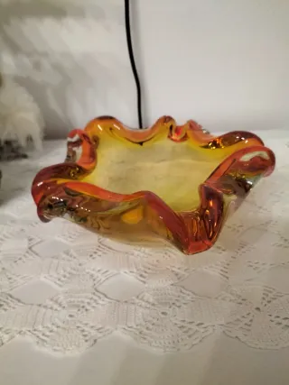 Posacenere Vetro Murano Sommerso Arancio Giallo