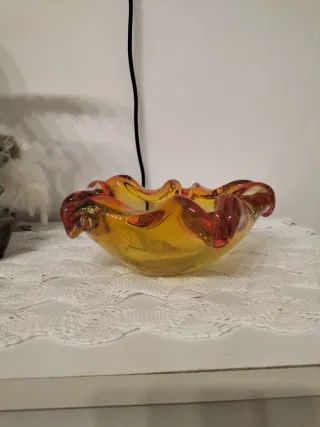 Posacenere Vetro Murano Sommerso Arancio Giallo