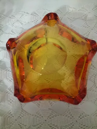 Posacenere Vetro Murano Sommerso Arancio Giallo