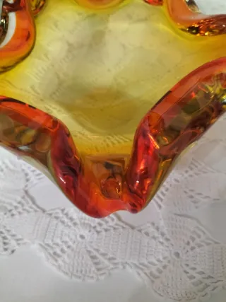 Posacenere Vetro Murano Sommerso Arancio Giallo