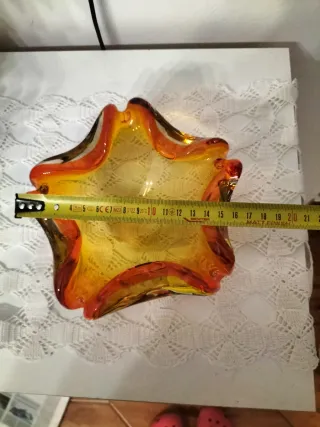 Posacenere Vetro Murano Sommerso Arancio Giallo