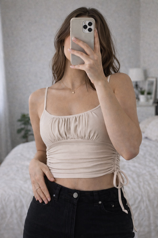 Pack 3 crop tops mujer talla M negro beige verde |