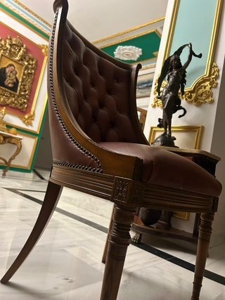 Sillas de comedor Casa Padrino Piel Marrón