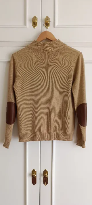 Chaqueta lana y piel camel