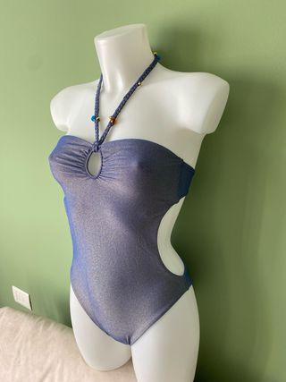 Costume intero Wolford blu metallizzato