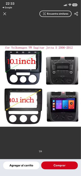 Pantalla 10” VW Sagitar Jetta 5 2006-2012