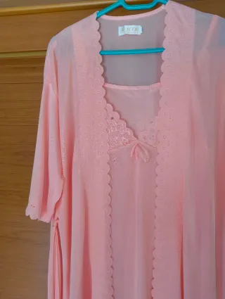 Conjunto bata y camisón HYR rosa
