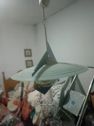 Lámpara colgante vintage metal y cristal