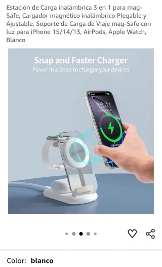 ROROSKIN Cargador Inalámbrico 3 en 1 Blanco