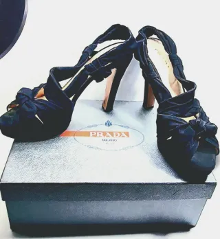 Sandalias Prada T.40 negro Plataforma Tacón