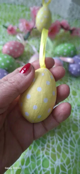 12 Uova Pasquali Decorative con Appendini