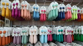 Pendientes flamenca WALINA morado y amarillo