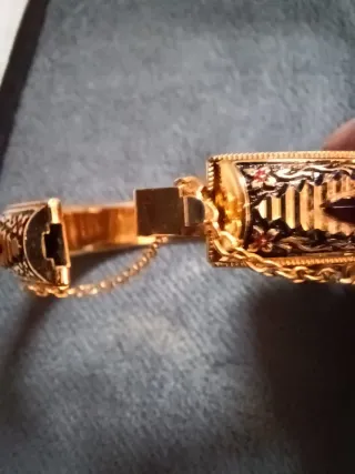 Brazalete Damasquinado Toledo Dorado y Rojo