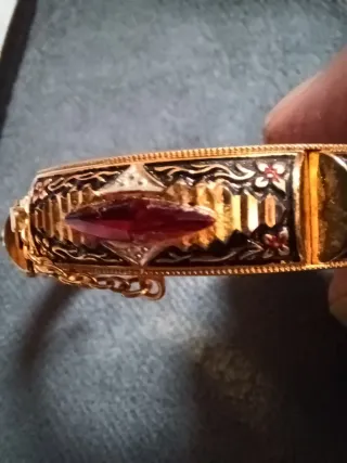 Brazalete Damasquinado Toledo Dorado y Rojo